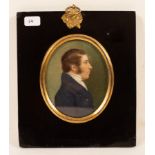 English School, circa 1800/Portrait Miniature of a Gentleman/shoulder length, in profile,