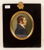 English School, circa 1800/Portrait Miniature of a Gentleman/shoulder length, in profile,