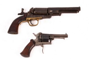 A small German rim fire revolver by Mueller Barden, with blade to the octagonal barrel,