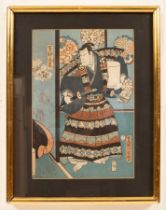 Utagawa Toyokuni III, called Kunisada (1786-1865)/Two Samurai Portraits/oban tate-e, 34.