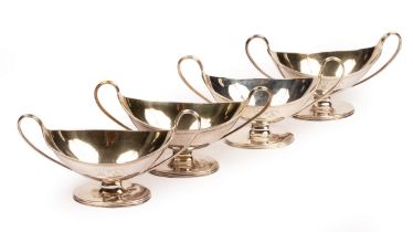 A set of four George III silver and silver gilt salts, William Stroud, London 1790/91,