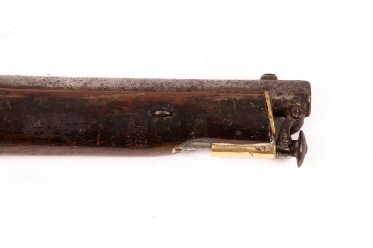 A percussion cap pistol, the lock plate engraved 'Tower 1858', brass mounted with ramrod, - Image 4 of 5