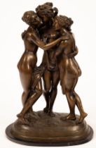 A Bronze figure group of the Three Graces, inscribed on the base 'The Three Graces',