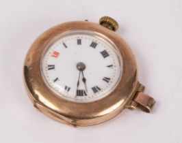 A 9ct gold watch (missing strap), an oak canteen of silver plated flatware,