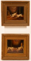 Attributed to George Armfield (1808-1893)/Terriers Ratting/in barn interiors/a pair/oil on board,