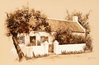 Ted Hoefsloot (1930-2013)/Cape Town House/with surrounding foliage/signed and dated in pencil lower