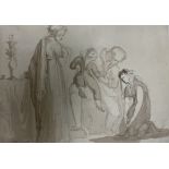 William Pitts II (1790-1840)/Study of a Domestic Scene/ink and wash on paper, 17.25cm x 24.