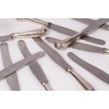 A set of ten silver-handled pistol grip dinner knives, George III, marks rubbed,