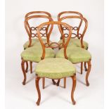 Five Victorian single chairs with interwoven splat backs on cabriole legs CONDITION