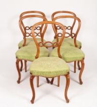 Five Victorian single chairs with interwoven splat backs on cabriole legs CONDITION