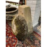 A good quality staddle stone with tall tapering base and circular top,