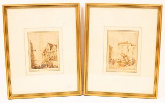 Pinson/Bruges/a pair/signed/watercolour, 16cm x 11.