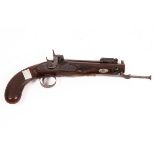 An early 19th Century percussion cap pistol by Hole, Bristol, with damask barrel,