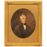 English School, 19th Century/Portrait of a Gentleman/half-length, wearing a black bow tie,