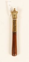 A turned wooden and brass mounted tipstaff or truncheon,