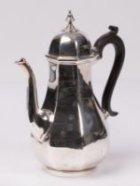 A silver coffee pot, Goldsmiths and Silversmiths Co Ltd, London 1924, baluster panelled form,