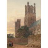 Charles Wild (1781-1835)/Ely Cathedral/with figures to foreground/watercolour, 24cm x 17.