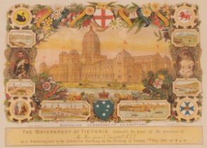 Australian Commonwealth Celebrations Government of Victoria printed illuminated invitation to 'The