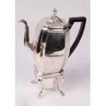 A George III silver coffee pot on stand with burner, John Robins, London 1805,