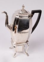 A George III silver coffee pot on stand with burner, John Robins, London 1805,