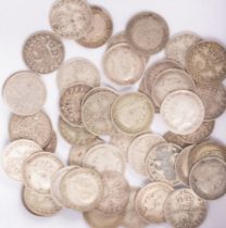 A quantity of Edward VII and other silver threepence pieces CONDITION REPORT: