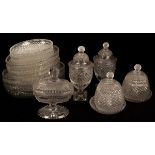 A quantity of heavy diamond-cut glass tableware, 19th Century,