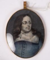 Manner of John Hoskins (circa 1595-1665)/Portrait Miniature of a Gentleman/wearing a blue