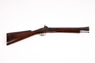 A percussion cap blunderbuss, with brass trigger guard and steel ramrod,