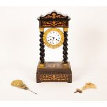 A French ebonised portico clock, circa 1870,