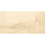 Edward Duncan (1803-1882)/Landscape/with distant town and church/pencil, 12cm x 32.