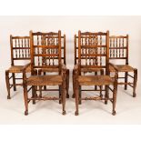 A set of six spindle back chairs, 19th Century,