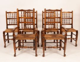 A set of six spindle back chairs, 19th Century,