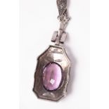 An Art Deco marcasite and amethyst necklace,