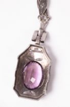 An Art Deco marcasite and amethyst necklace,