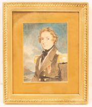 English School, 19th Century /Portrait miniature of an Officer/half-length/watercolour on paper,