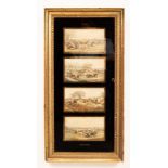After Henry Alken Steeple Chasing four prints framed as one in a verre eglomise frame,