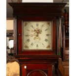 A thirty-hour oak long cased clock with a 12 inch painted dial, signed R Coles, North Crawley,