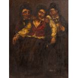 Attributed to W Daniels/Three Drunken Figures/unsigned, marked verso 'W Daniels' 1850/oil on canvas,