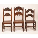 Five carved oak Yorkshire chairs,