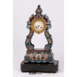 A French Boulle and painted cased mantel clock,