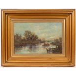 Sir David Murray RA HRSA PRI (Scottish 1849 -1933)/Barge on a River/signed lower right/oil on