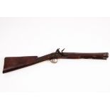 A flintlock blunderbuss with steel barrel engraved 'London', the side plate engraved 'Dunt',