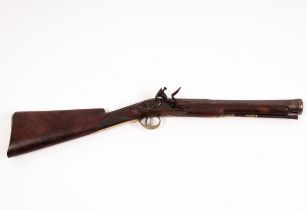 A flintlock blunderbuss with steel barrel engraved 'London', the side plate engraved 'Dunt',