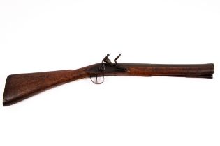 A flintlock blunderbuss with brass barrel, signed 'Birchett', with ramrod, the barrel 39.