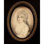 English School, 18th Century/Portrait Miniature of a Lady/half-length,
