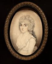 English School, 18th Century/Portrait Miniature of a Lady/half-length,