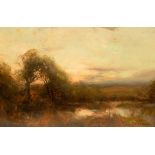 John Arthur Dees (1875/76-1959)/Sunset Landscape/with stream and trees to the foreground/signed and