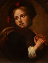 English School, 18th Century/Portrait of a Young Boy Playing a Pipe/oil on canvas,