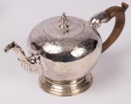 A George II silver bullet-shaped teapot, Benjamin West, London 1743,