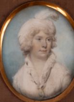 English School, 18th Century/Portrait Miniature of a Lady/bust-length,